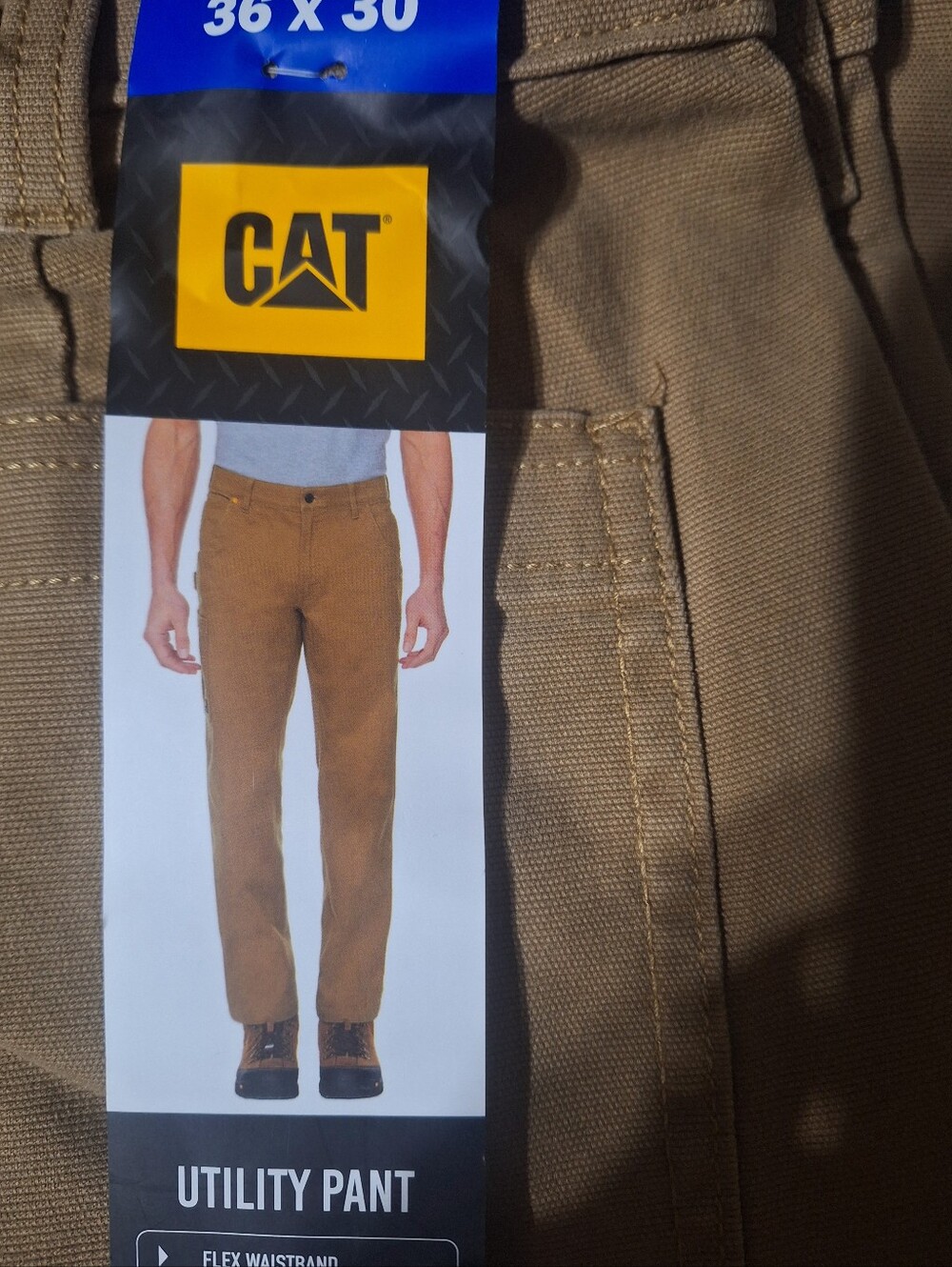 CAT Men Utility Pant Flex Waistband Multipockets Brown 36x30 New